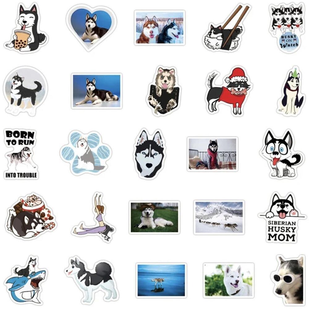 Stickers - Dog Siberian Husky Huskies 50 Pcs, Sled Snow Dogs Decals For Laptop - Picture 3 of 6